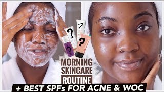 BEST SPF (SUNSCREEN) FOR WOC &amp; ACNE PRONE SKIN | MORNING SKINCARE ROUTINE