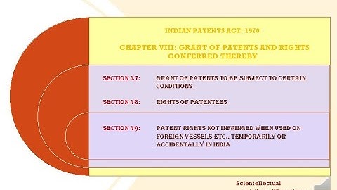 S47- S49, INDIAN PATENTS ACT, 1970/CHAPTER VIII: GRANT OF PATENTS AND RIGHTS CONFERRED THEREBY