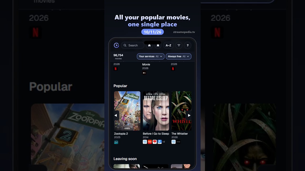 Popular Movies on Every Streaming Service October 11, 2026