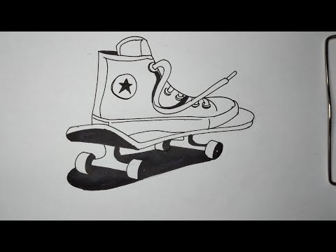 Hvordan du tegner sko og sko/How to draw shoes and skateboards