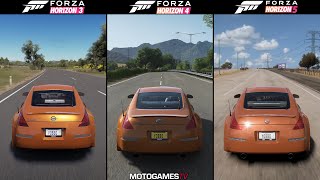 Forza Horizon 3 vs Horizon 4 vs Horizon 5 - Nissan Fairlady Z (350Z) Sound Comparison