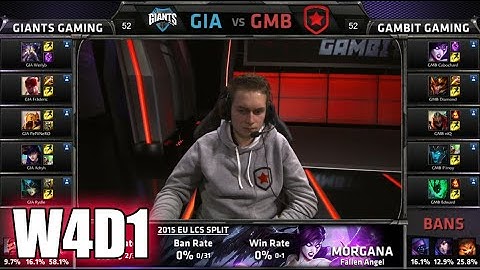 GIANTS vs Gambit Gaming | S5 EU LCS Spring 2015 Week 4 Day 1 | GIA vs GMB W4D1G1 VOD 60FPS