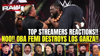Streamers REACT to Oba Femi Destroys Los Garza into his Open Challenge | WWE RAW 11 May 2026