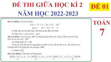 TOÁN 7 - ĐỀ 01 - ĐỀ THI GIỮA HỌC KÌ 2 TOÁN LỚP 7 NĂM HỌC 2022-2023. ÔN TẬP HỌC KÌ 2