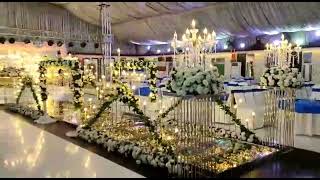 VIP walima setup / 3d floor / white & pink flowers / Bandhan decorator / ronaq marquee / nowshera