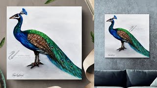 How to paint a peacock Acrylic painting on canvas | ART | Satisfying Video | Motivation