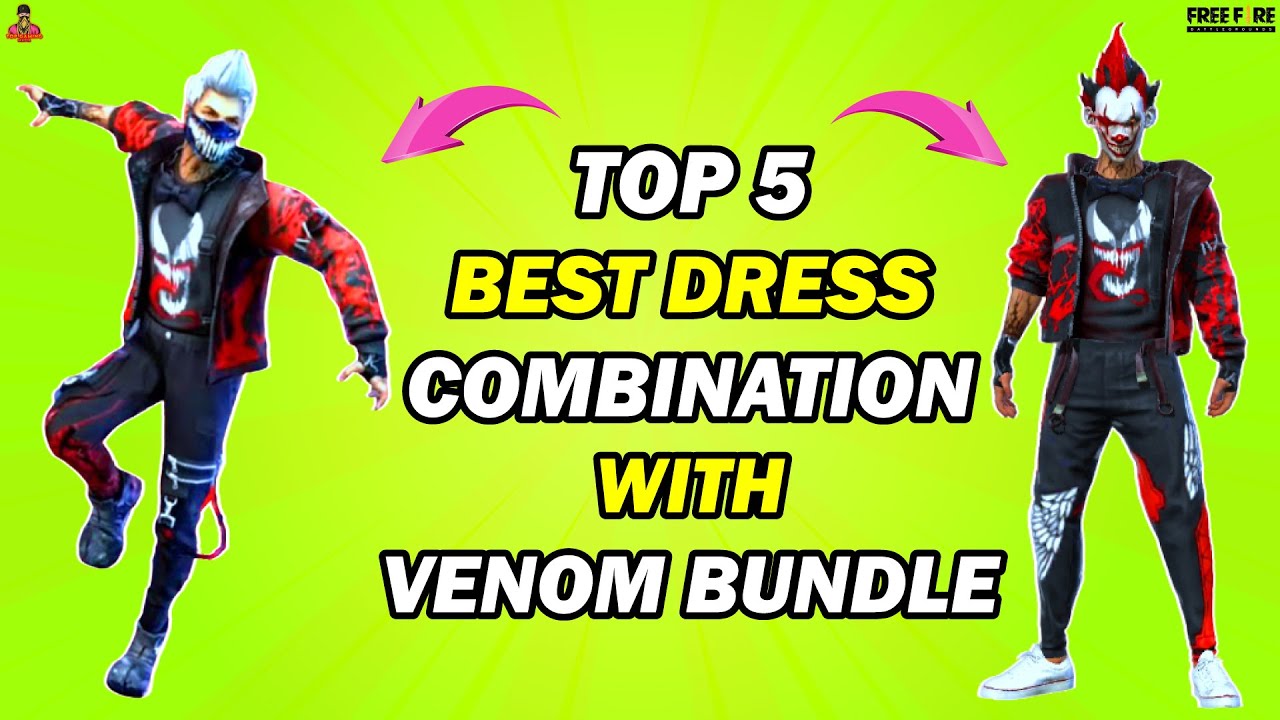 Top 5 Best Dress Combination With Venom Streetwear Bundle | Free Fire Venom Bundle Combination