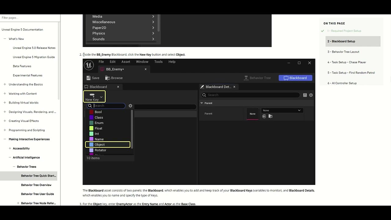 02 02 New Key Object Behavior Tree Quick Start Guide Unreal Engine ...