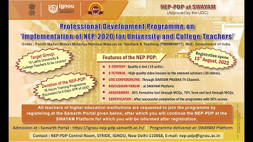 IGNOU-UGC PDP on  "Implementation of NEP-2020 for University and College Teachers"