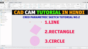 Creo Parametric Sketch Tutorial No. 2 :  Line, Rectangle And Circle Command.