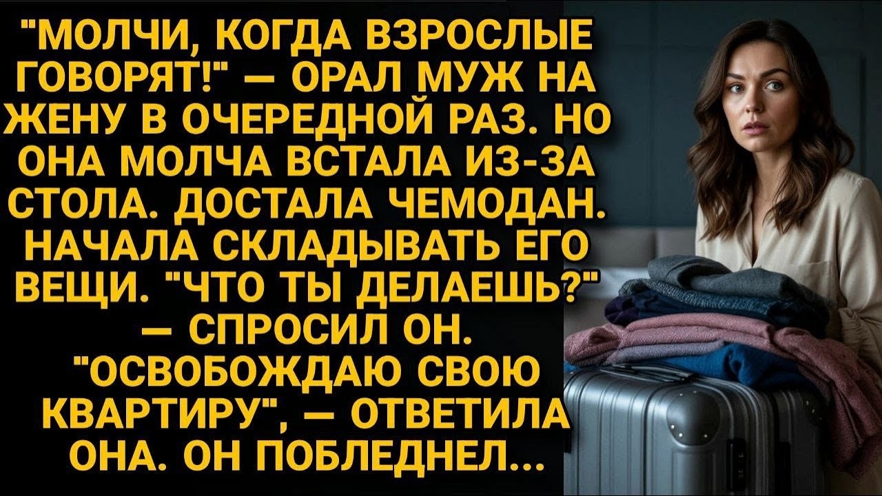 Молчи, когда взрослые говорят!  — орал муж   Но жена молча достала его чемодан и начала складыва