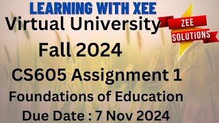 CS605 Software Engineering II Assignment 1 Fall 2024 Virtual University of Pakistan