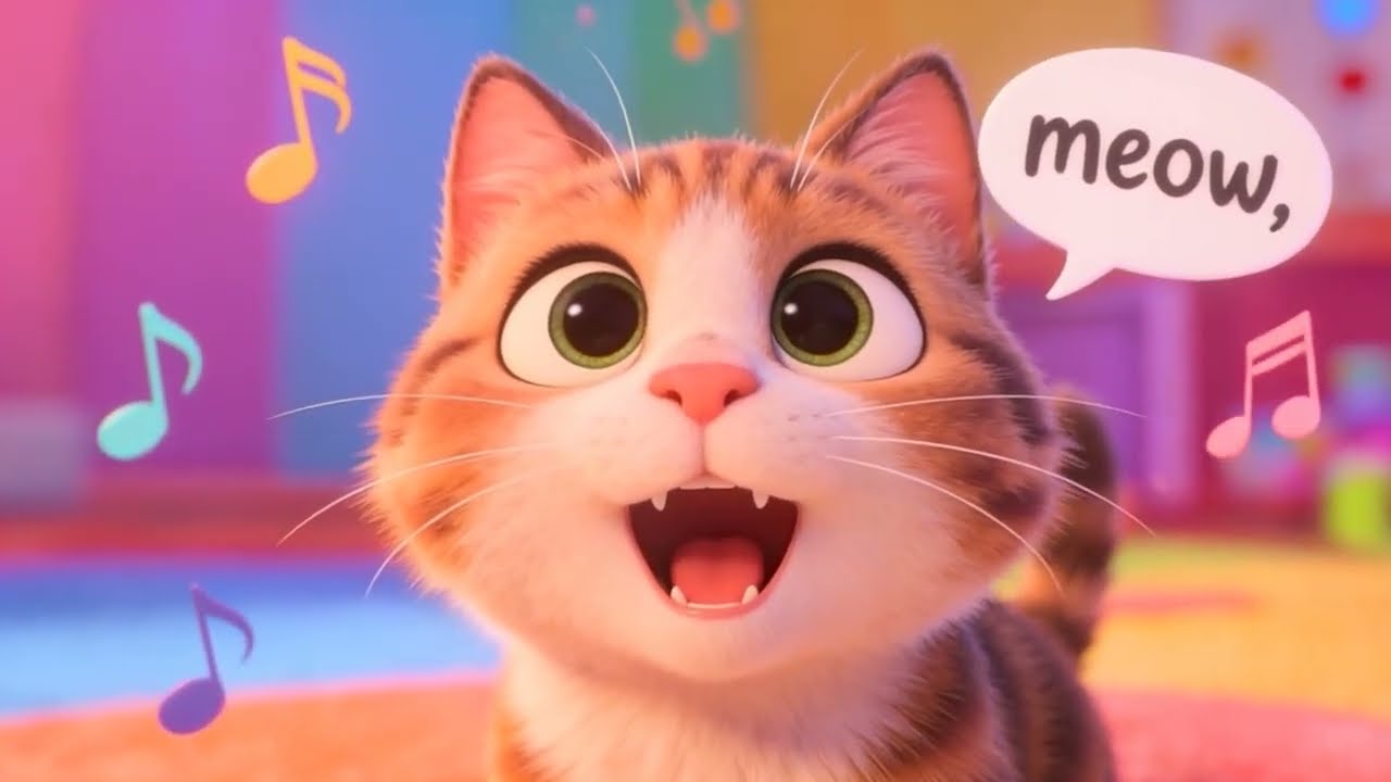 Cute Cat Meow Meow Song 🐱 | Sweet Kitty Rhym #cutecatsong #babysongs #kids #kidsmusic #kidsvideo