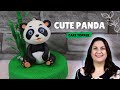 Cute Panda Cake Topper and Bamboo Cane out of Fondant