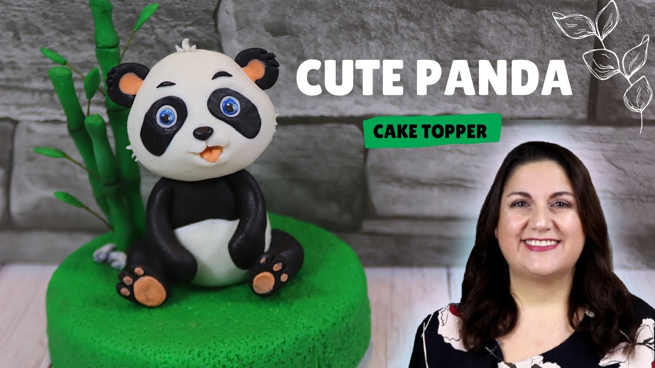Cute Panda Cake Topper and Bamboo Cane out of Fondant - YouTube