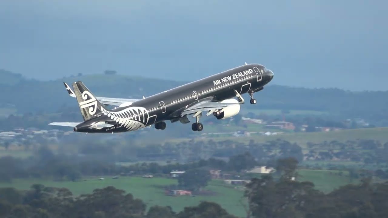 AIR NEW ZEALAND ALL BLACK A321 NEO TAKE OFF RWY34 MELBOURNE YMML