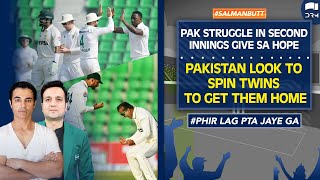 PAK STRUGGLE IN SECOND INNGS GIVE SA HOPE \/ PAK LOOK TO SPIN  TWINS TO GET THEM HOME