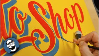 Lettering a traditional auto shop sign - SCRIPT & SHADOW - The art of SIGN PAINTING (Signwriting)