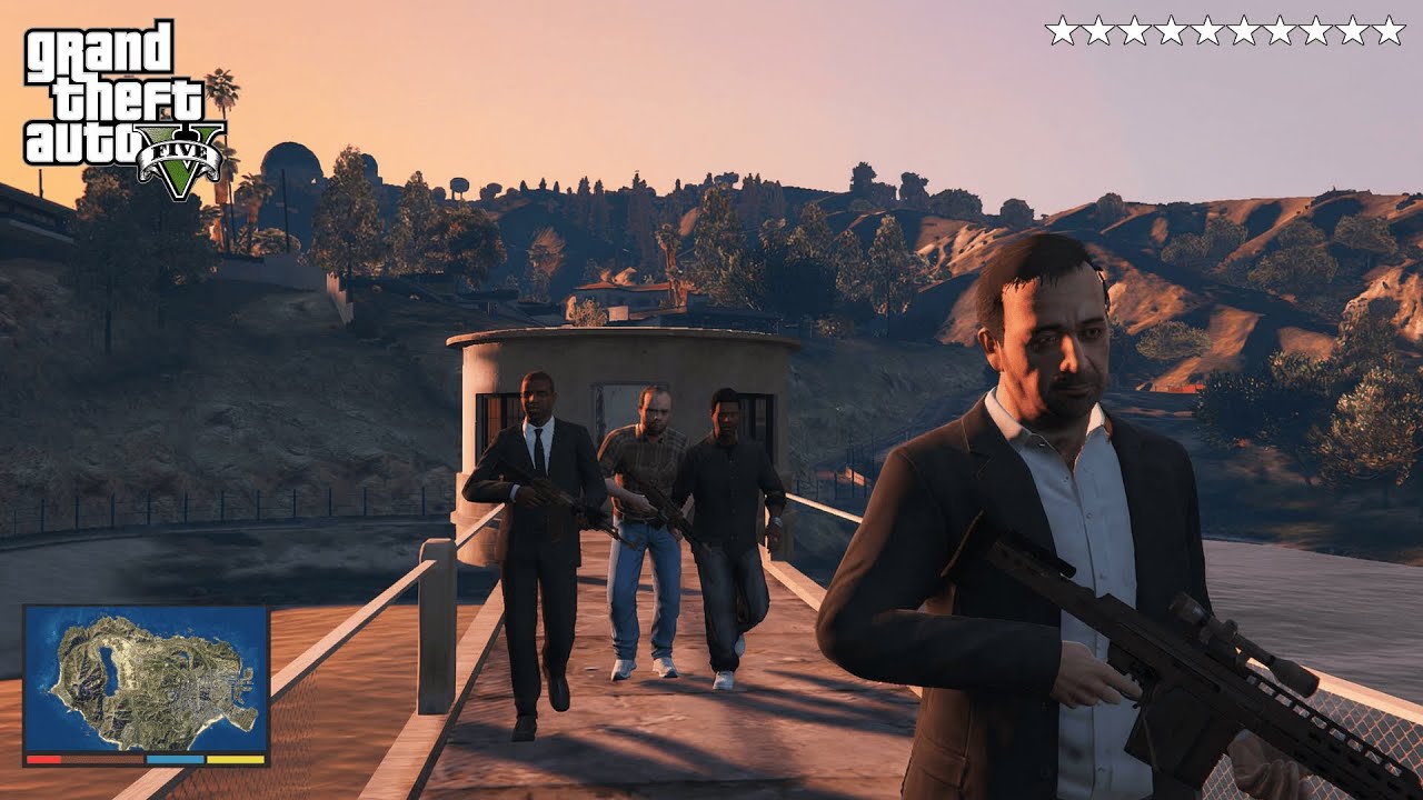 GTA 5 - Dave, Lester, Lamar and FIB Agent's FIVE STAR WANTED BATTLE + ENDING