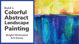 Build a Colorful Abstract Landscape Painting | Bright & Minimalist Blue Abstract Art #abstractart
