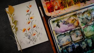 Captures The Beauty of Watercolor Florals a vibrant array of orange & yellow petals with Rich Tone