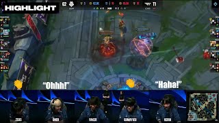 T1's reaction to Faker's backdoor | G2 vs T1 | MSI 2024