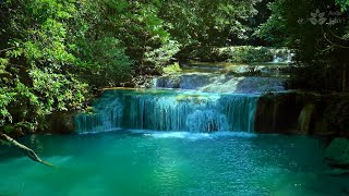 Райский водопад с бирюзовой водой. Нежные звуки природы. белый шум