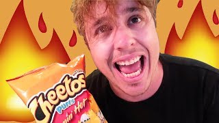 FLAMING HOT CHEETOS CHALLENGE!! (ALMOST DIED)