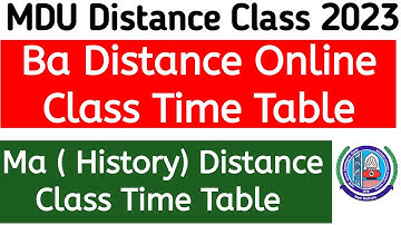 Mdu Ba Distance Online Class Time Table 2023 | Mdu Ma Distance Online Class Time Table 2023