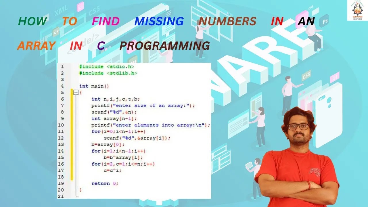 How to find missing numbers in an array in C programming - YouTube