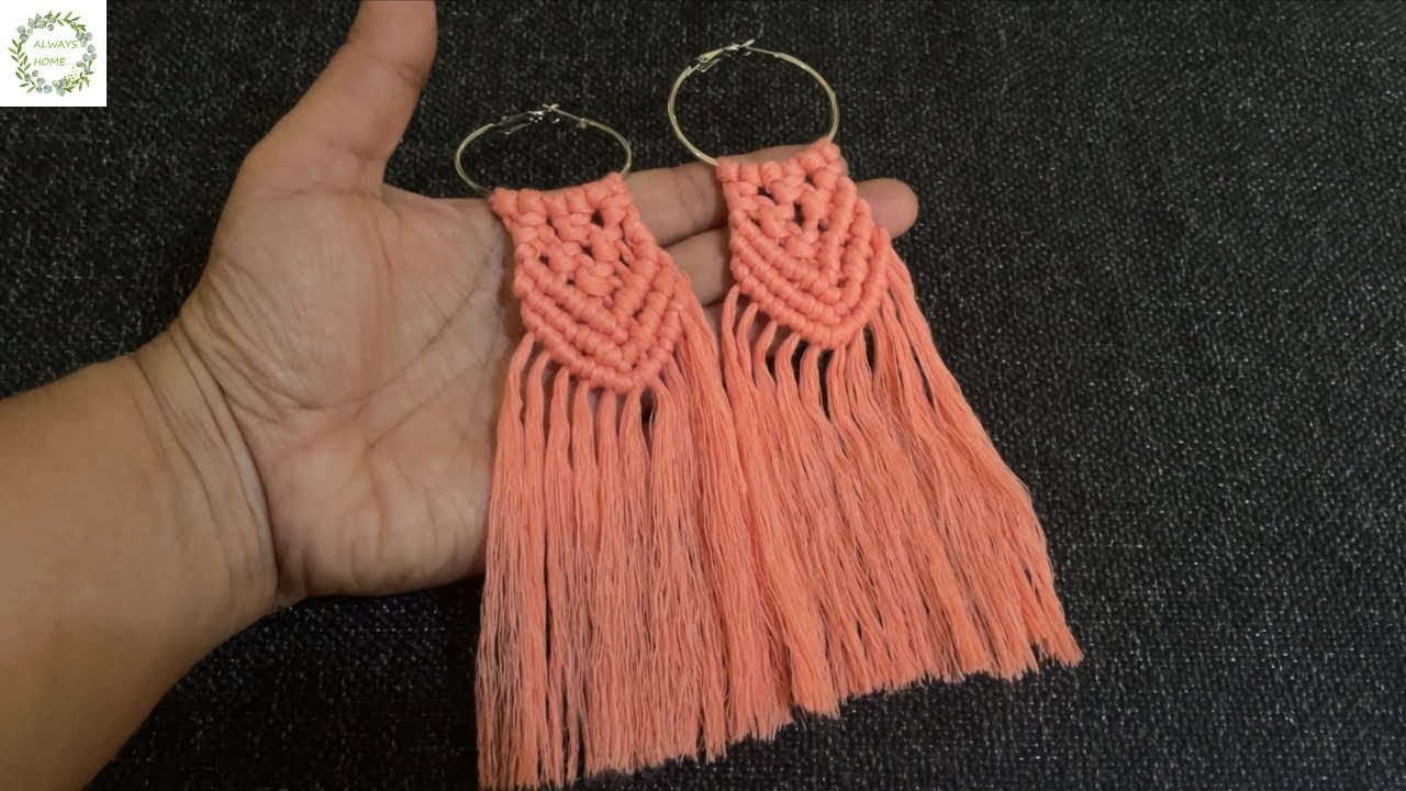 How to make macrame earrings | Macrame earrings | Boho earrings | Hoop ...