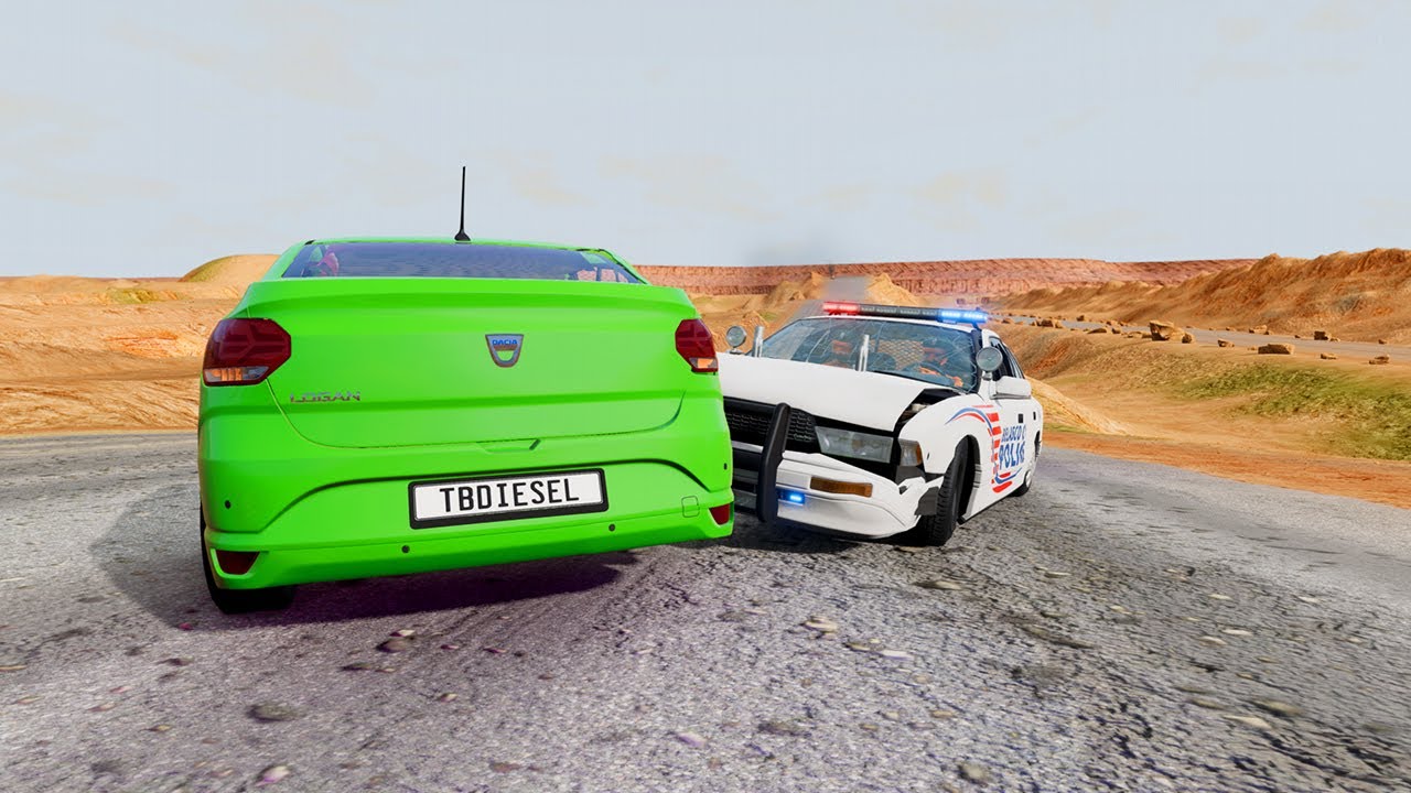 POLICE CHASE ENDS ROAD RAGE! High Speed Destruction on the BeamNG Desert Road!