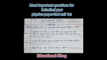most important questions B.Sc. final year physics 2nd unit -1st