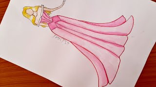 تعلم رسم فستان لأميرة ديزني أورورا سهل جدا /  Drawing a dress for Disney Princess Aurore easy draw