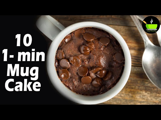 10 1-Min Mug Cake | 1 Min Microwave Mug Cake | Mug cake | Mug Meals | One Minute Cake Recipe | She Cooks