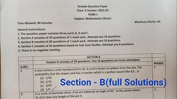 Cbse Class 10 Term 1 Official sample paper Solutions | Basic | Section - B | Mathematics Analysis