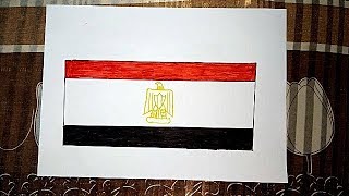 رسم🇪🇬 تعليم رسم علم مصر بالنسر بالتلوين خطوة بخطوة بسيط وسهل