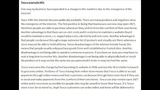 BTEC Business Level 3 - Unit 1 Assignment 2 Learning Aim D: M4-D3