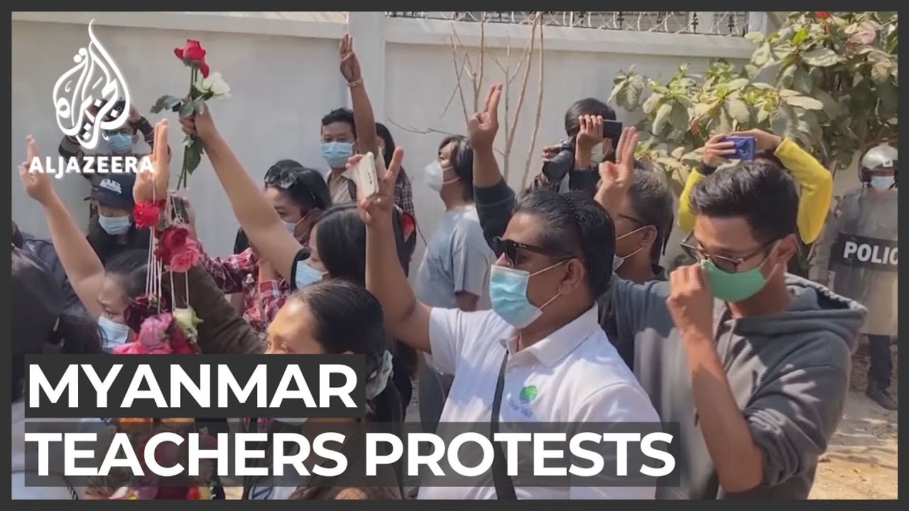 انضم معلمو ميانمار إلى الاحتجاجات مع تصاعد الغضب إزاء الانقلاب