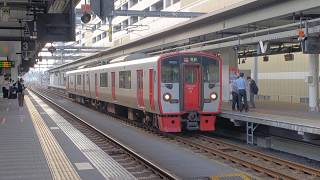 行先変更で運転士さんも大混乱 大分駅2番のりば普通幸崎行到着→佐伯行変更→佐伯行発車