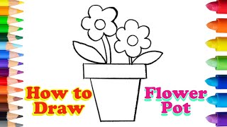 How to Draw a Flower Pot Flower Pot Drawing Flower Vase Drawing Fuldani Drawing Coloring and Drawing