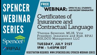 Spencer Webinar: 'Certificates of Insurance and Contractual Language'