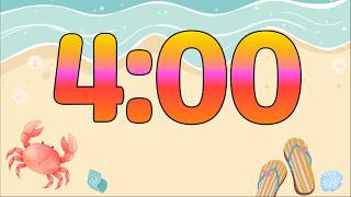 4 Minute Fun Summer Beach Timer (Calm Ocean Wave Sounds Throughout, Simple Bell Alarm at End)