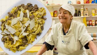 Pasta Grannies enjoy 91 year old Maria's tagliatelle with chicken liver ragu