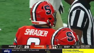 Garrett Shrader Game Winning Touchdown Pass | Purdue vs Syracuse