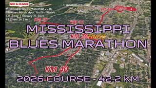 Mississippi Blues Marathon 2026: 3D Video Course Map | 42.2 km - Jackson