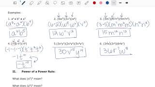 Multiplying Monomials Notes