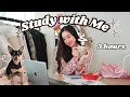 3 HOUR Study with Me at Home in my PJs 🧸🧦 | QnA during 10 min breaks + Background noise + Calm Piano