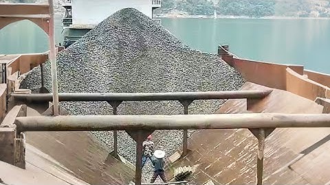 Barge Unloading 4510 Tons of Small Cobblestone - Part 4 - Relaxing Video - Vlog of Work on the Barge