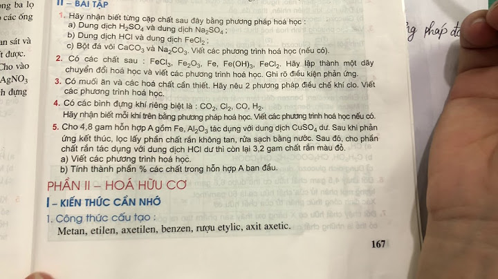 Giải bài tập hóa 9 trang 167 câu hỏi